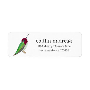 Anna's Hummingbird Return Address Label