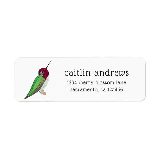 Anna's Hummingbird Return Address Label (Front)