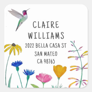 Anna's Hummingbird return address Square Sticker