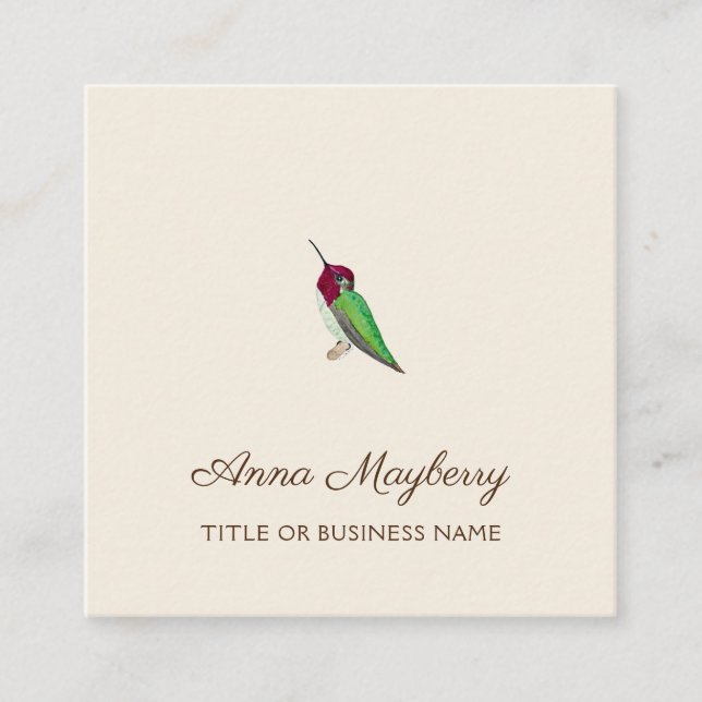 Anna's Hummingbird Square Business Card (Front)