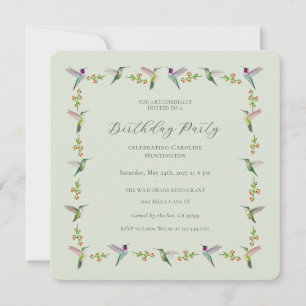 Anna's Hummingbirds Birthday Invitation