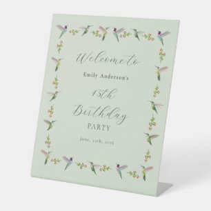 Anna's Hummingbirds Birthday Pedestal Sign