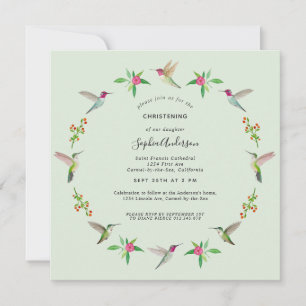 Anna's Hummingbirds Christening Invitation