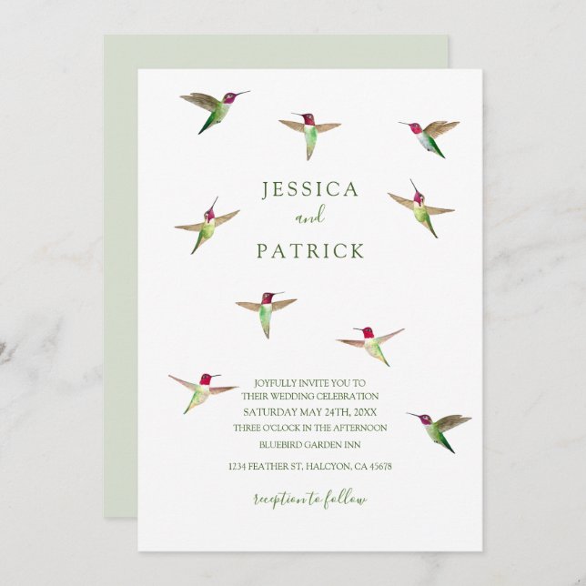 Anna's Hummingbirds Invitation (Front/Back)