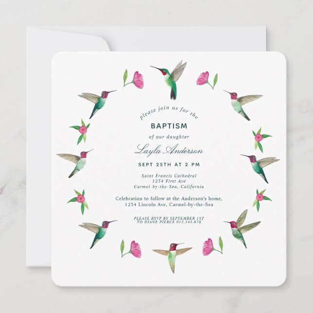 Anna's Hummingbirds Invitation (Front)
