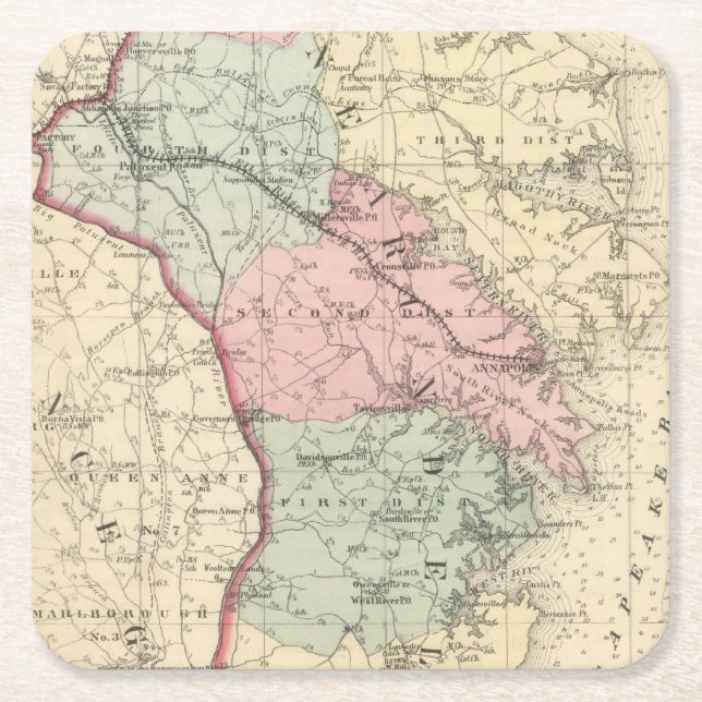 Anne Arundel Square Paper Coaster (Front)