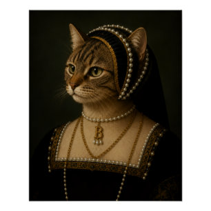 Anne Boleyn Cat Portrait – Tudor Queen Renaissance Poster