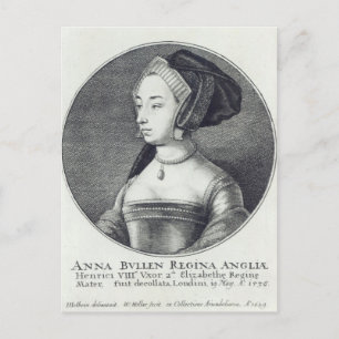 Anne Boleyn, etched by Wenceslaus Hollar, 1649 Postcard