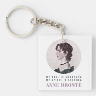 Anne Bronte Portrait and Quote My Soul is Awakened Key Ring