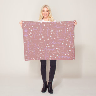 Anne custom name boho rose stars fleece blanket