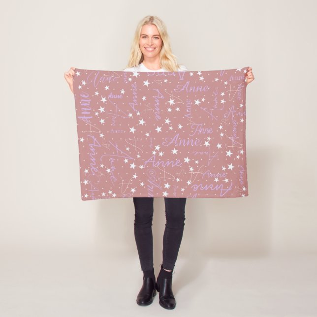 Anne custom name boho rose stars fleece blanket (In Situ)
