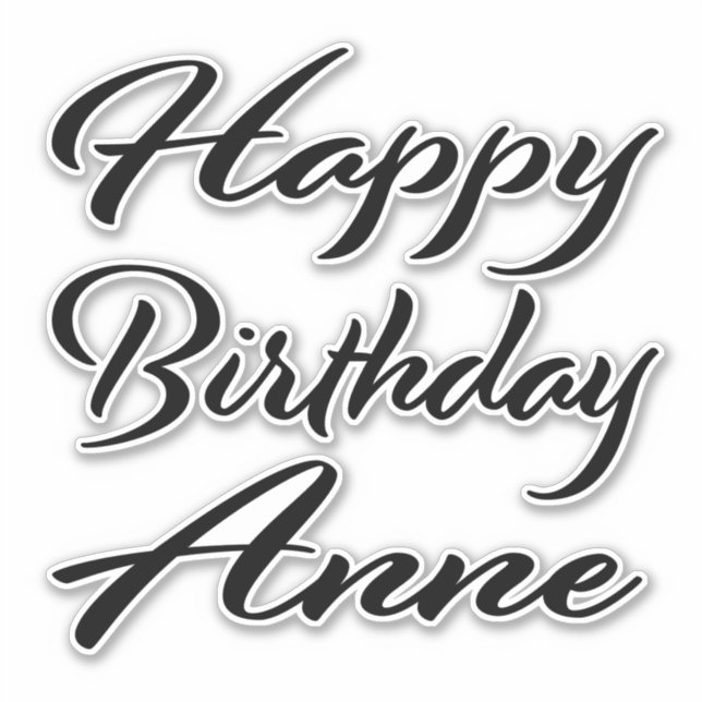 Anne name first name black Sticker birthday (Front)