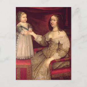 Anne of Austria with her son Louis XIV Postcard