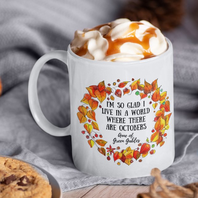 Anne of Green Gables Autumn Octobers Bookworm Fall Coffee Mug (This Anne of Green Gables mug makes great decor for a bookworm!)