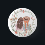 Anne of Green Gables Kindred Spirit Pin<br><div class="desc">This Anne of Green Gables pin features our beloved Anne with an E and her friend Diana surrounded by a wreath of wildflowers. The words "Kindred Spirits" are written in green. The background is bright white. Colors include rose red, sage green, pale blue, orange, pink and white. This pin is...</div>