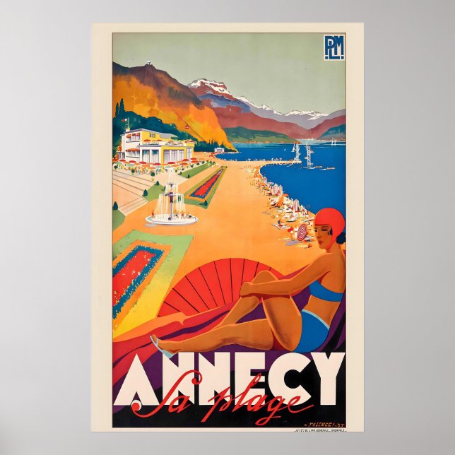 Annecy Auvergne-Rhône-Alpes France Vintage Travel Poster (Front)