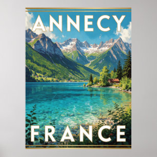 Annecy France Crystal Lake Alpine travel View Poster