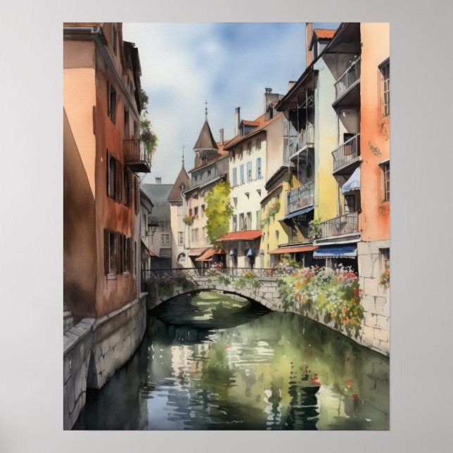 Annecy France Landscape Art Print Poster (Front)