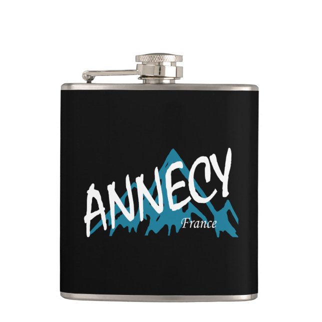 Annecy France Mountains Hip Flask (Front)