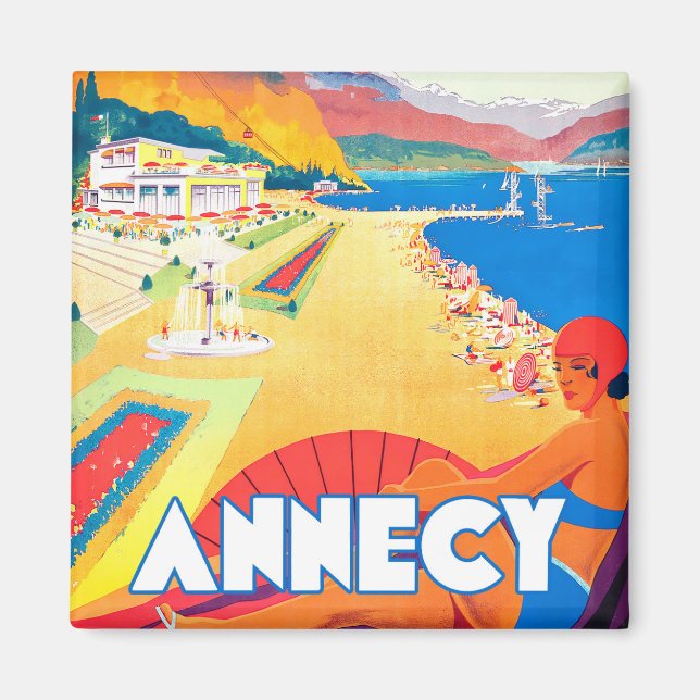 Annecy France vintage travel Magnet (Front)