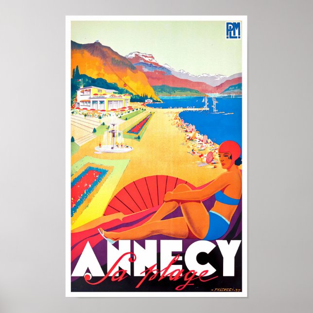 Annecy France vintage travel Poster (Front)