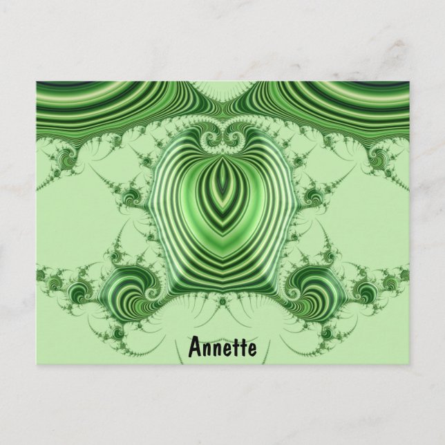 ANNETTE ~ 3D Design Pattern ~ Christmas Greens ~ Postcard (Front)