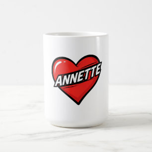 Annette Comic Pop Art Heart Name Coffee Mug