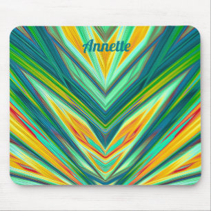 ANNETTE ~ Green Yellow Red Orange Fractal Pattern Mouse Pad