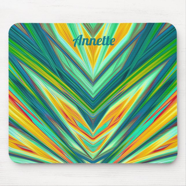 ANNETTE ~ Green Yellow Red Orange Fractal Pattern Mouse Pad (Front)