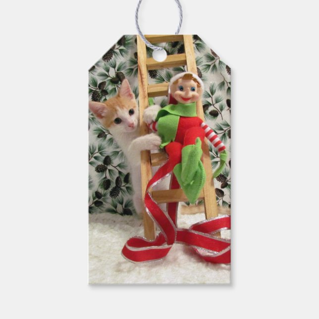 Annie and the Elf - Cat / Kitten Gift Tag (Front)