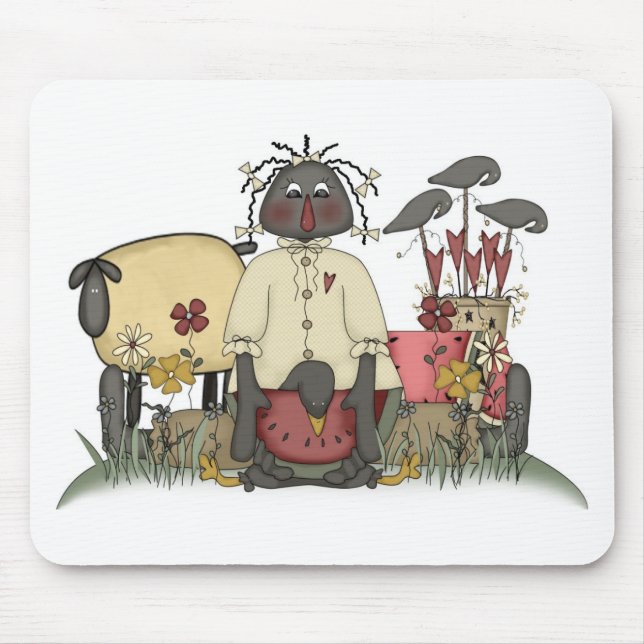 Annie Doll Sheep & Crows Mouse Pad (Front)