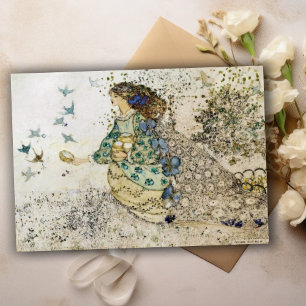 Annie French Girl and Swallows Note Card