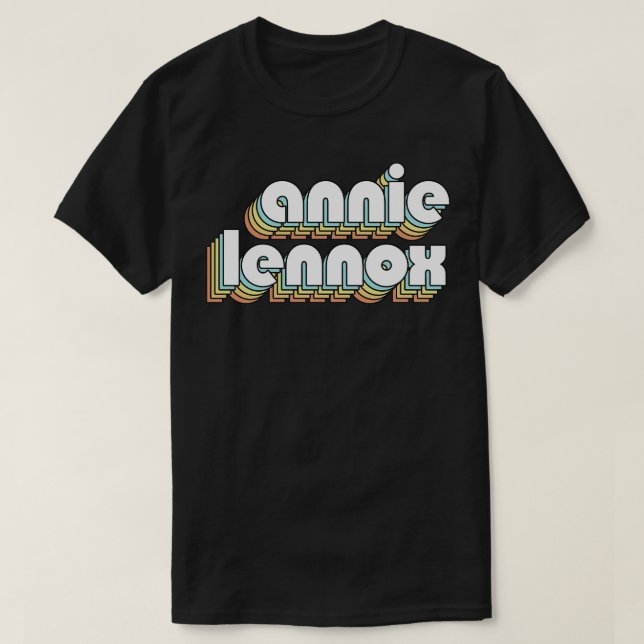 Annie Lennox Retro Rainbow Typography Faded Style T-Shirt (Design Front)