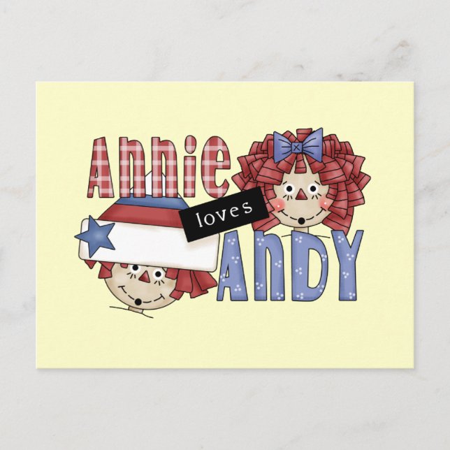 Annie Loves Andy Tshirts and Gifts Postcard (Front)