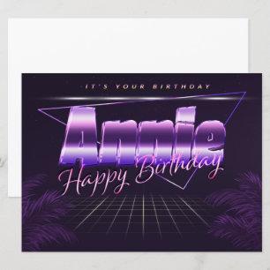 Annie Name Vorname lila retro Karte Geburtstag Card