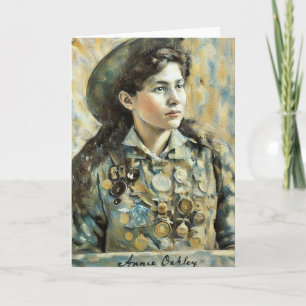 Annie Oakley femalegun slinger 1800s cowgirl art Card