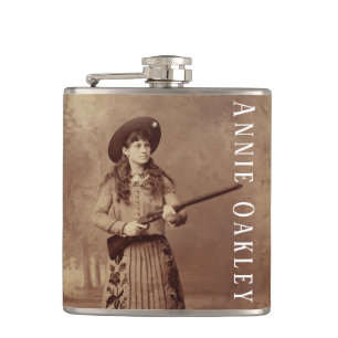 Annie Oakley Sharpshooter Vinyl Wrapped Flask