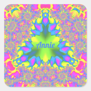 ANNIE ~ Shades Yellow, Green, Pink, Blue ~ Square Sticker