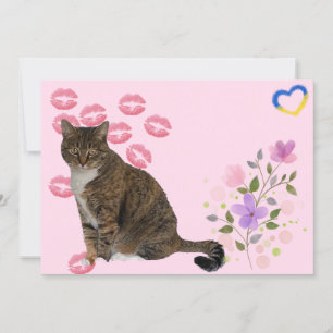 Annie the Cat's Flowers and Kisses Flat  Card