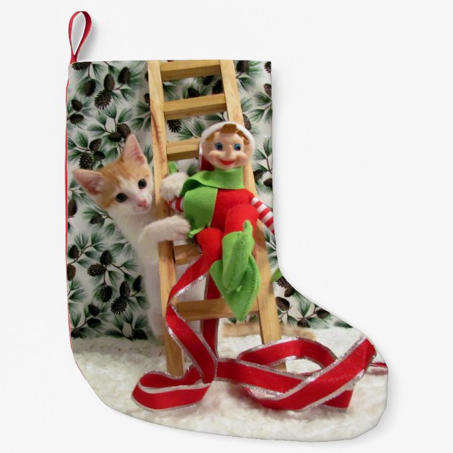 Annie & the Elf - Cat / Kitten Christmas Stocking (Front)