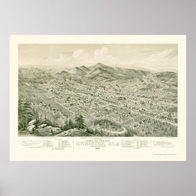 Anniston, AL Panoramic Map - 1888 Poster (Front)