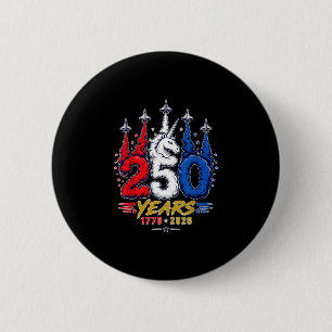 Anniversary 1776-2026 usa patriotic unicorn july 6 cm round badge