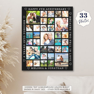 Anniversary 33 Photo Collage Custom Personalised Canvas Print