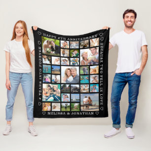 Anniversary 33 Photo Collage Custom Personalised Fleece Blanket