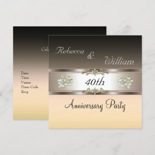 Anniversary 40th Elegant Cream Biege Invite