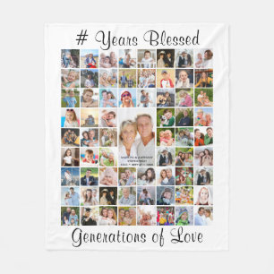 Anniversary 67 Photo Collage Custom Text White Fleece Blanket