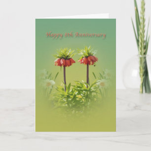 Anniversary, 8th, Red Rubra Tulips Card