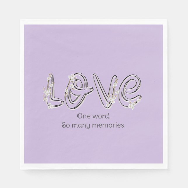 Anniversary Almond Blossom Love Text Napkin (Front)