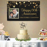 Anniversary | ANY Year | Black & Gold Photo Banner<br><div class="desc">Honour the couple and welcome your party guests with this black and gold themed banner with gold stars ideal for celebrating ANY year wedding anniversary. The design allows you to personalise it with their names and the number of their anniversary year. BANNER OPTIONS: The sample is shown in the 3x5'...</div>