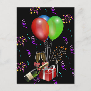 Anniversary Balloons Bottle Bucket Celebration Postcard